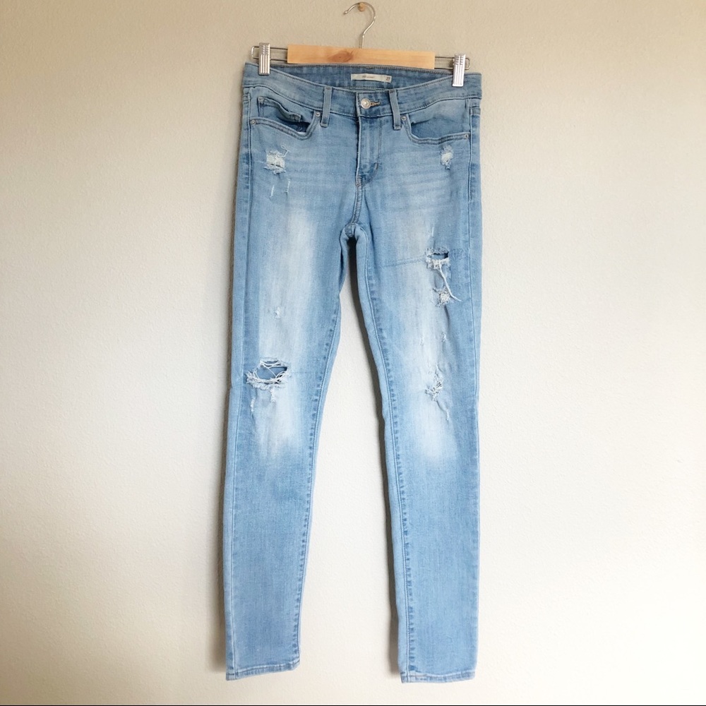 Levi’s 711 Ripped Skinny Jeans Light Wash, Size 27